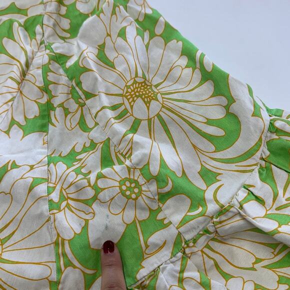 Sandro Dress Womens 36 Small Green Floral Ludmila Cutout Midi Linen Blend - Picture 13 of 15